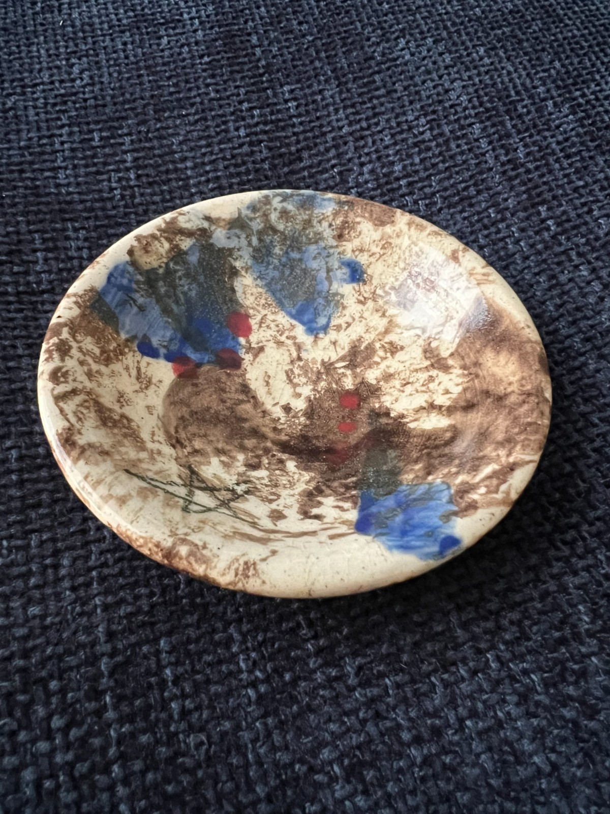 Handmade Studio Pottery Dish - Beet/Radish Maker\'s Mark - Abstract Glaze, 4\