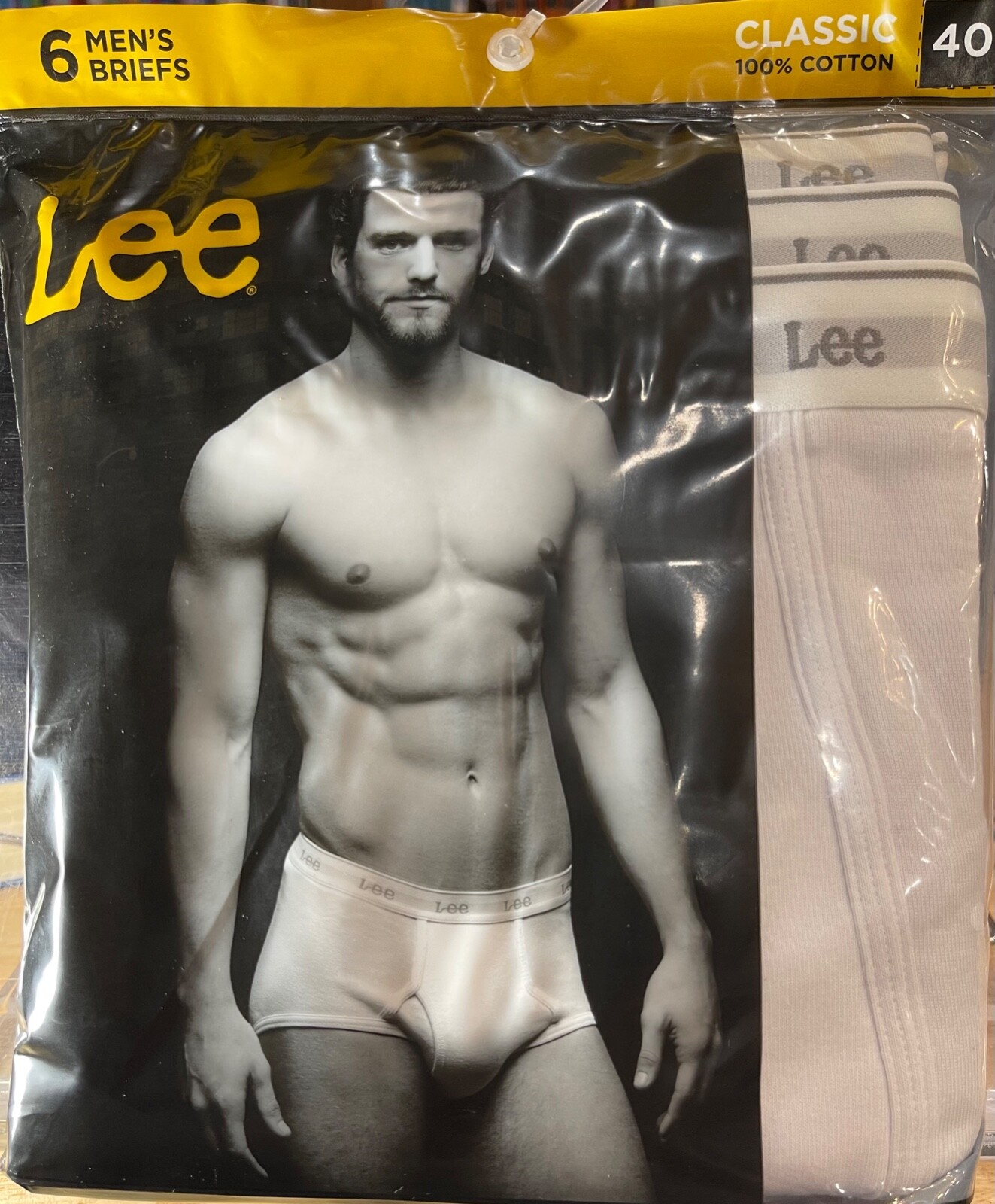 6-Pack Lee Mens Classic Brief 100% Cotton White size 42