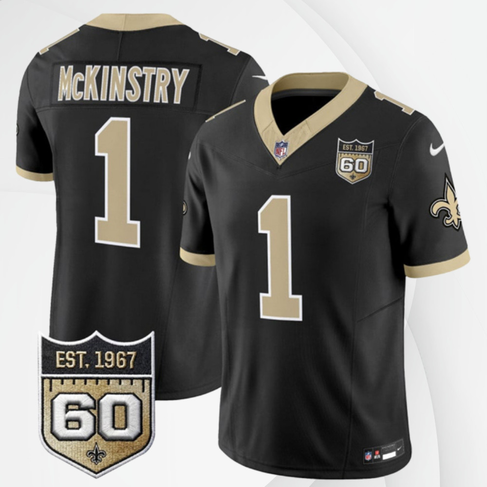 Saints #1 Kool-Aid McKinstry 2026 F.U.S.E 60th Anniversary Patch Jersey Stitched Saints #1 Kool-Aid McKinstry 2026 F.U.S.E 60th Anniversary Patch Jersey Stitched
