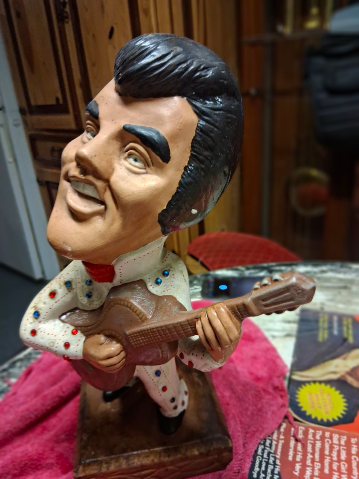 Vintage 1970\'s-1977 Bobblehead Figurine Holding Guitar Novelty Music Decor Vintage 1970\'s-1977 Bobblehead Figurine Holding Guitar Novelty Music Decor