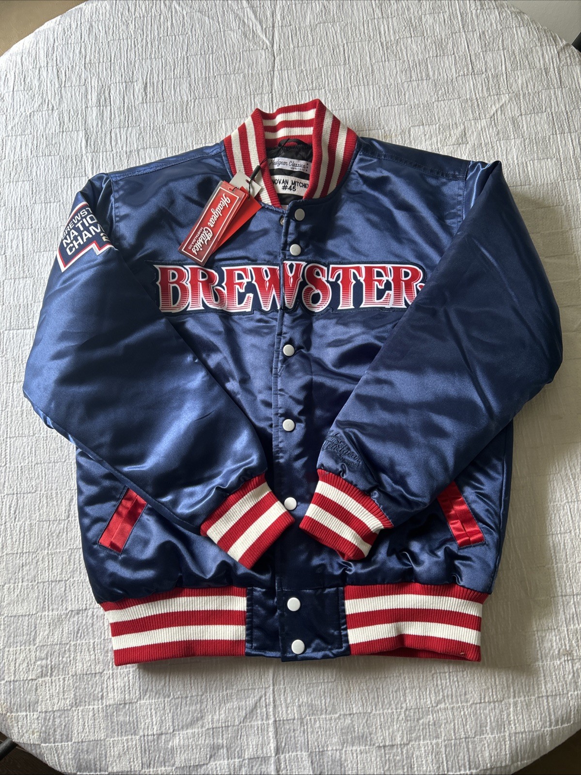 Donovan Mitchell #45 Brewster Academy Satin Varsity Jacket Headgear Classics Donovan Mitchell #45 Brewster Academy Satin Varsity Jacket Headgear Classics