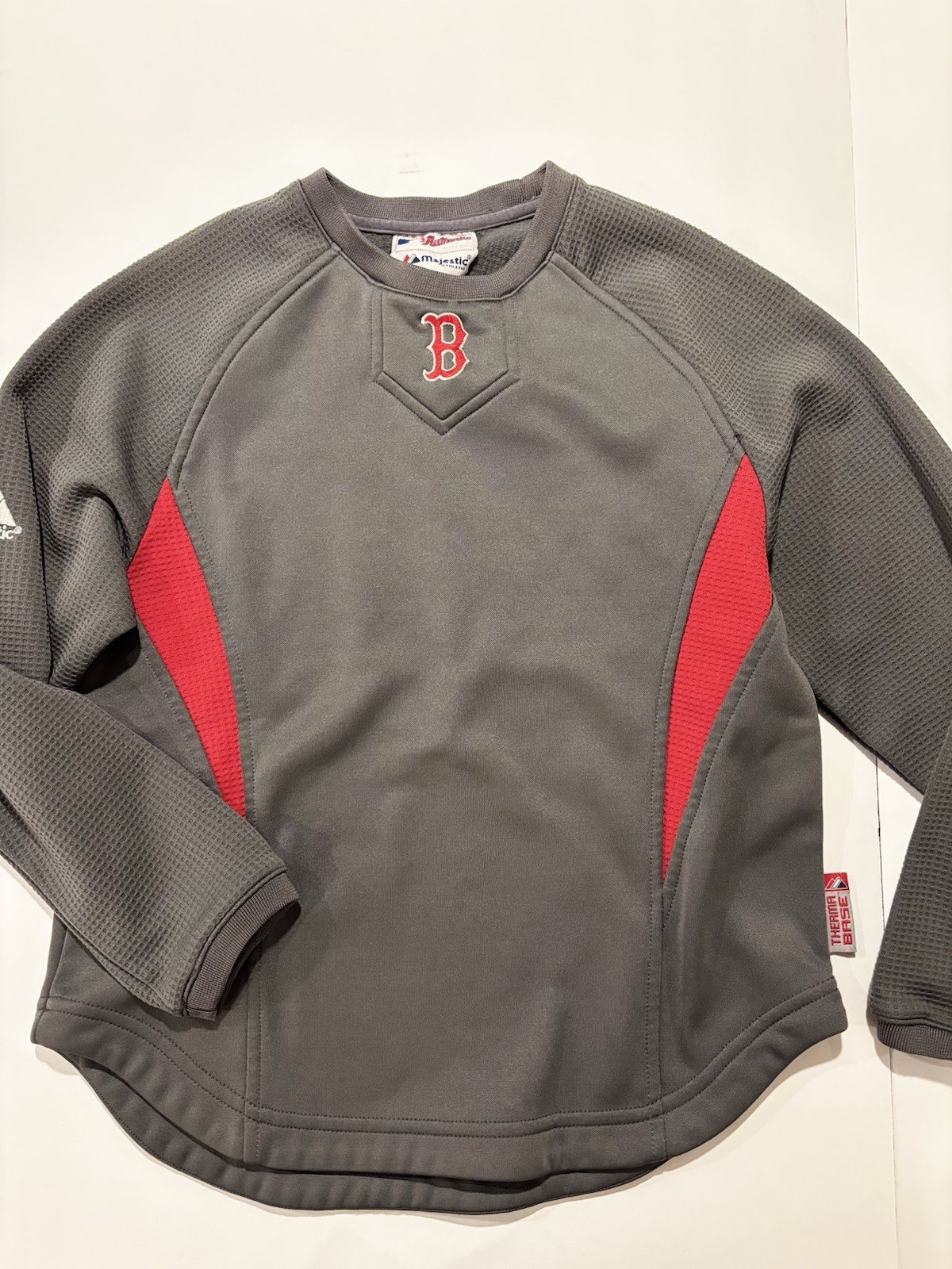 Vintage Majestic Authentic Boston Red Sox Therma base Pullover Gray Youth Small Vintage Majestic Authentic Boston Red Sox Therma base Pullover Gray Youth Small