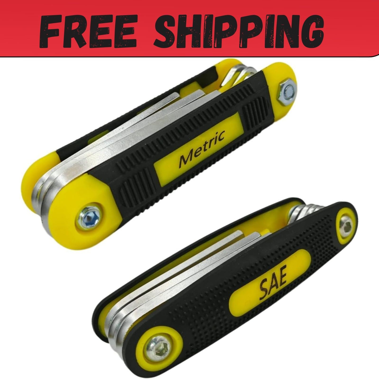 17-Piece Folding Allen Wrench Set | Metric & SAE Sizes | 2-Pack Portable Hex Too