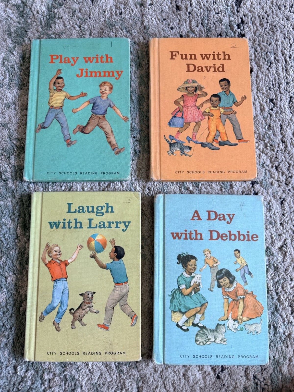 Vintage 1962 Play with Jimmy, Fun With David, Etc. by Detroit Public Schools x 4