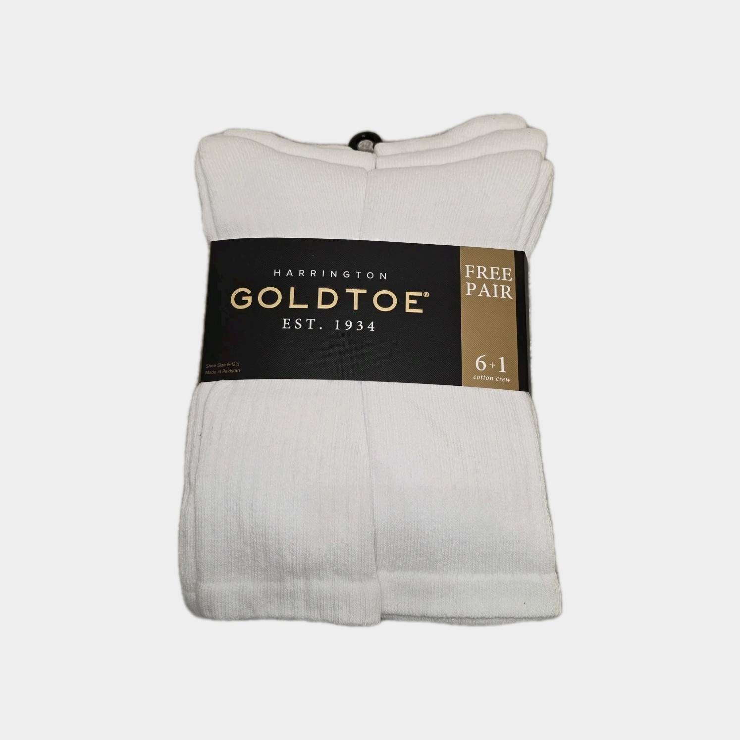 New GoldToe Men\'s White Crew Socks 7 Pack Harrington Collection Size 6-12.5 New GoldToe Men\'s White Crew Socks 7 Pack Harrington Collection Size 6-12.5