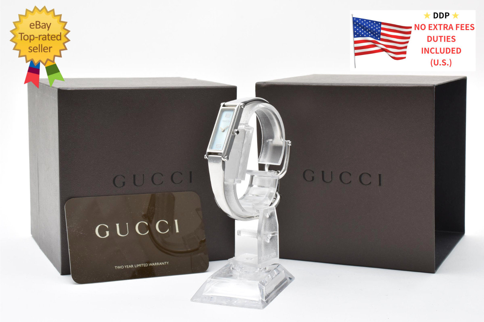 ▶ [ Exc+5 ] Vintage GUCCI 1500L Quartz Blue Dial Womens Bangle Watch From JAPAN