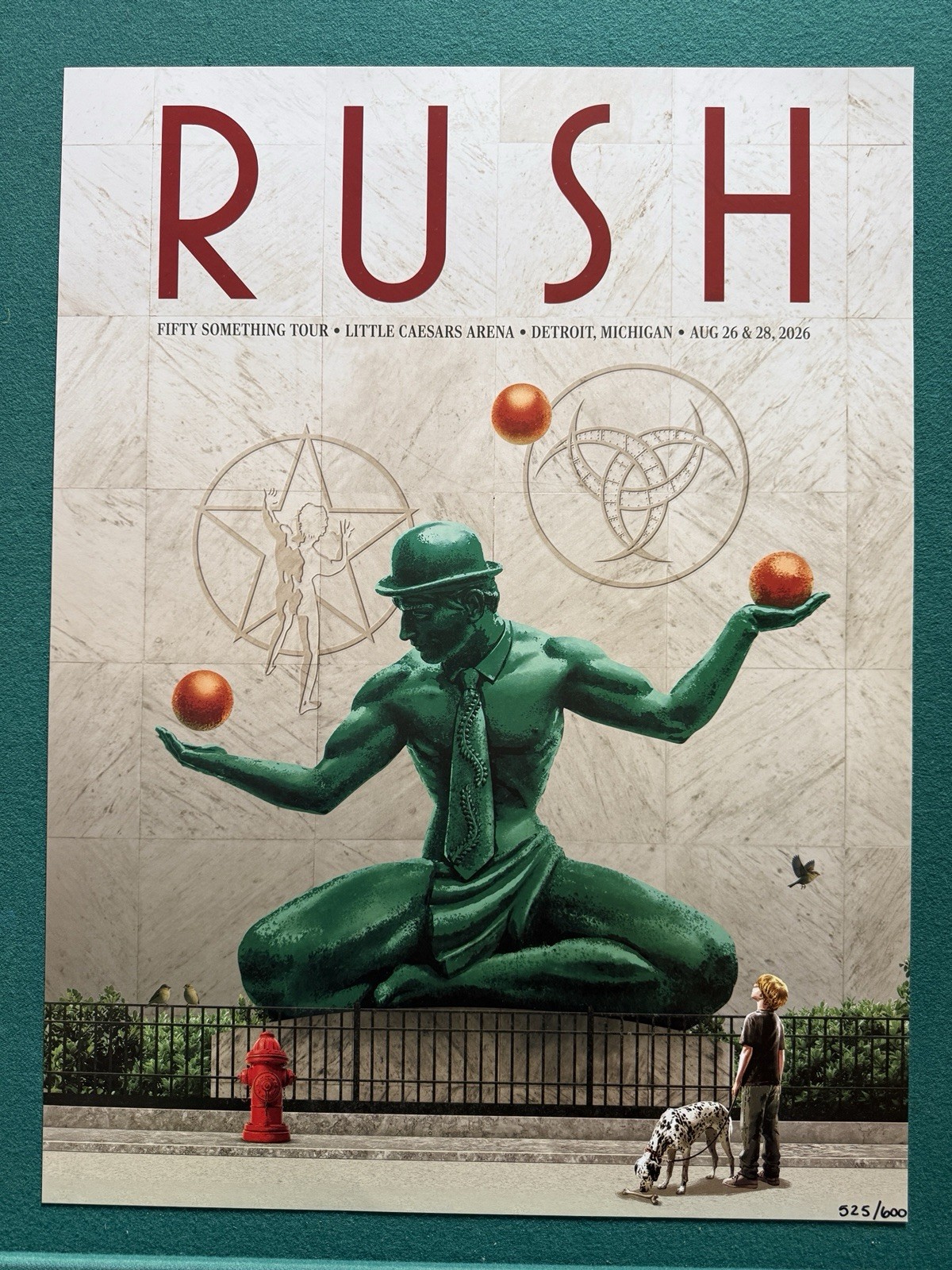 RUSH 50 Something Tour 8/26th, 28th 2026 Detroit LCA Poster #525/600 Authentic RUSH 50 Something Tour 8/26th, 28th 2026 Detroit LCA Poster #525/600 Authentic