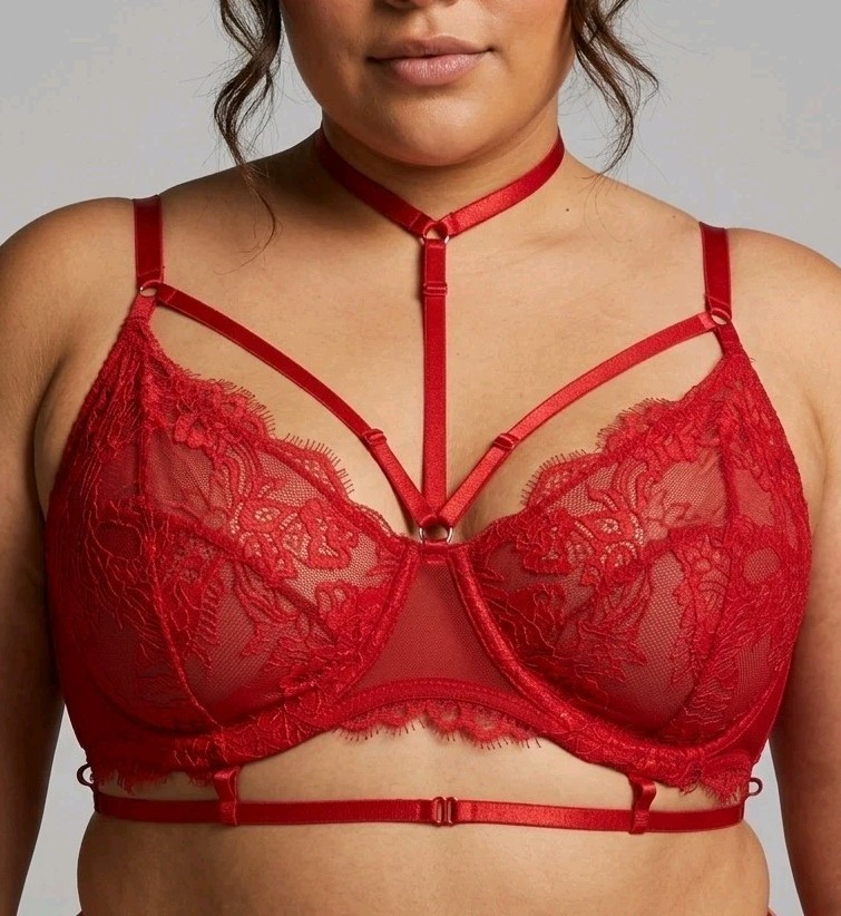 KILLSTAR Harlow\'s Seduction Red Lace Bra NWT 4XL Plus Size Gothic Choker Strappy