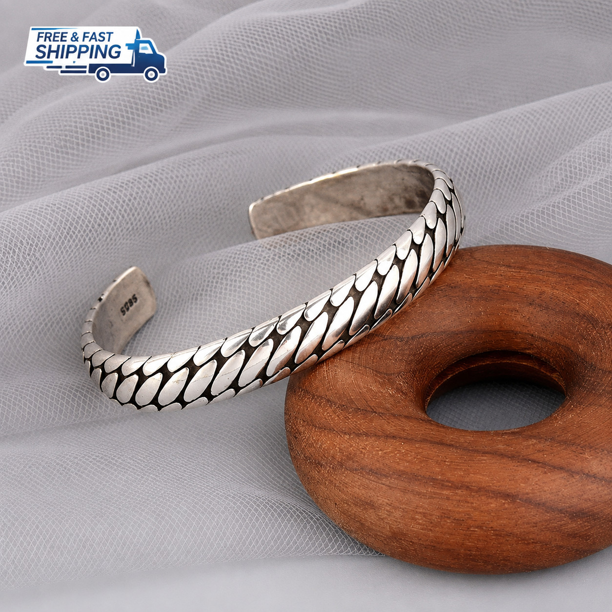 Mens Vintage Open Bangle 925 Sterling Silver Handmade Twisted Cuff Bracelet US Mens Vintage Open Bangle 925 Sterling Silver Handmade Twisted Cuff Bracelet US