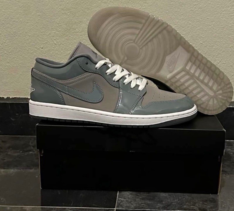 Jordan Air Jordan 1 Low Cool Grey Gray/White Men’s Leather Sneakers 553558-040
