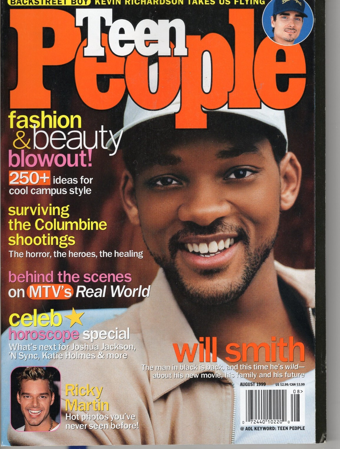 1999 AUGUST TEEN PEOPLE MAGAZINE WILL SMITH RICKY MARTIN KEVIN RICHARDSON BSB