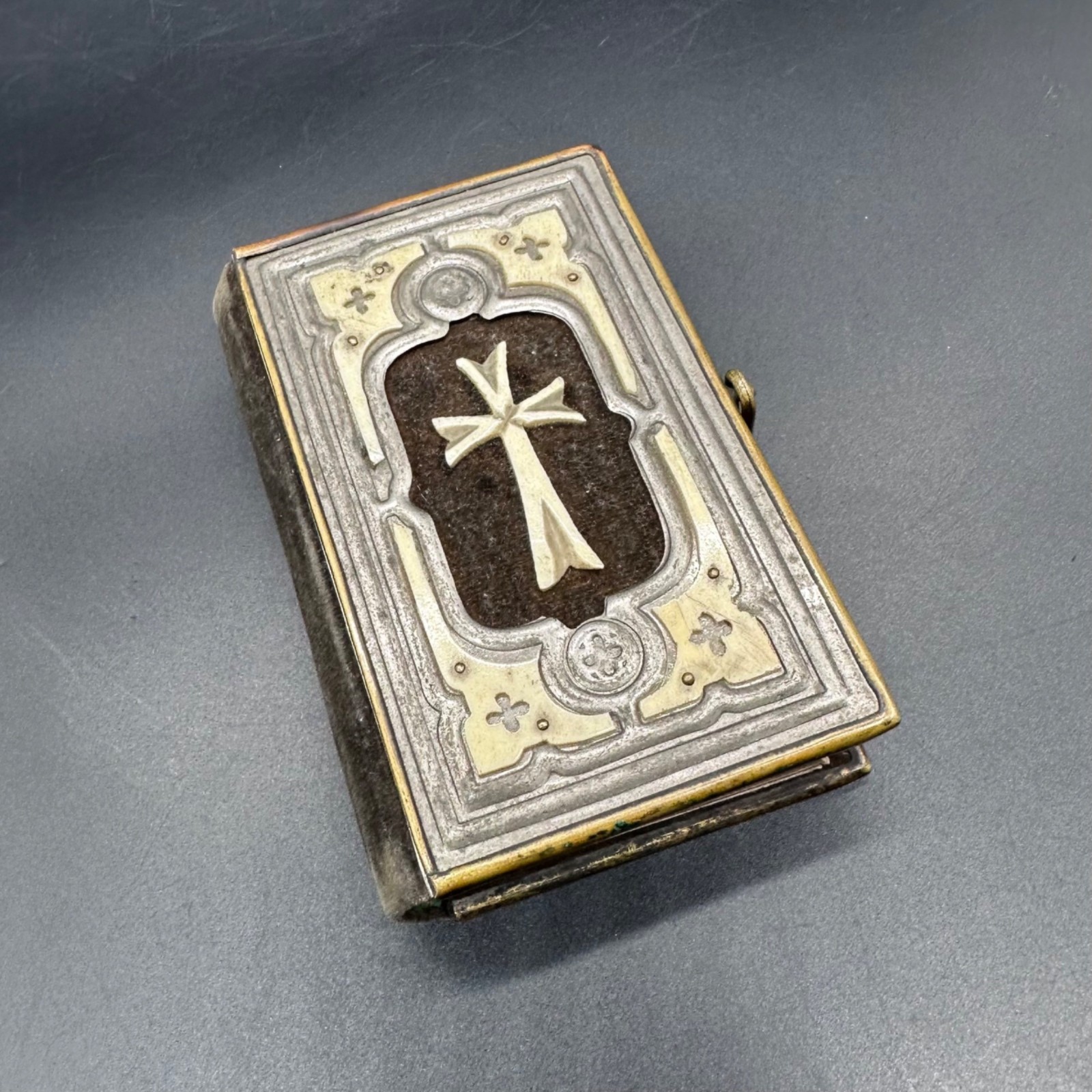 Antique German Catholic Prayer Book Velvet Metal 1865 Devotion Praise Religious