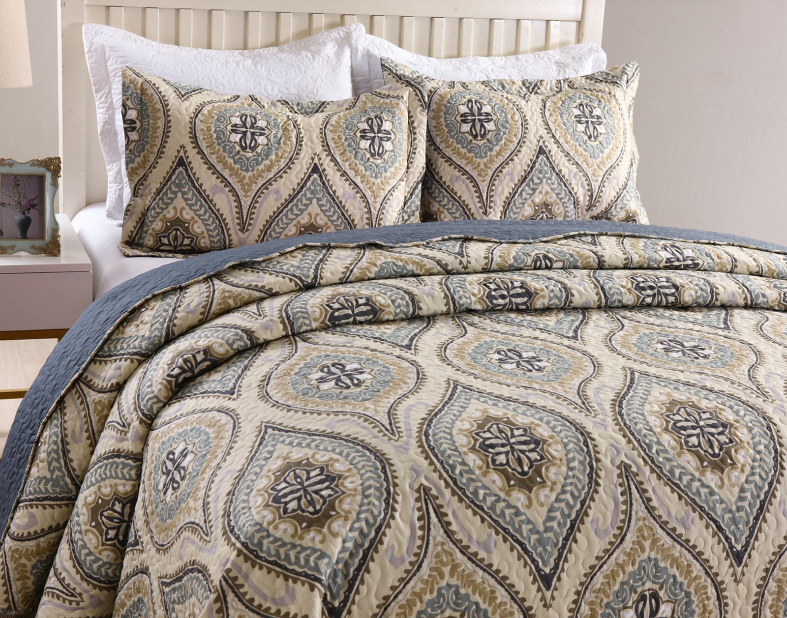 3Pc Quilt Bedspread Sets Bedding Coverlet Bedroom Floral Queen King Size, Joniy 3Pc Quilt Bedspread Sets Bedding Coverlet Bedroom Floral Queen King Size, Joniy