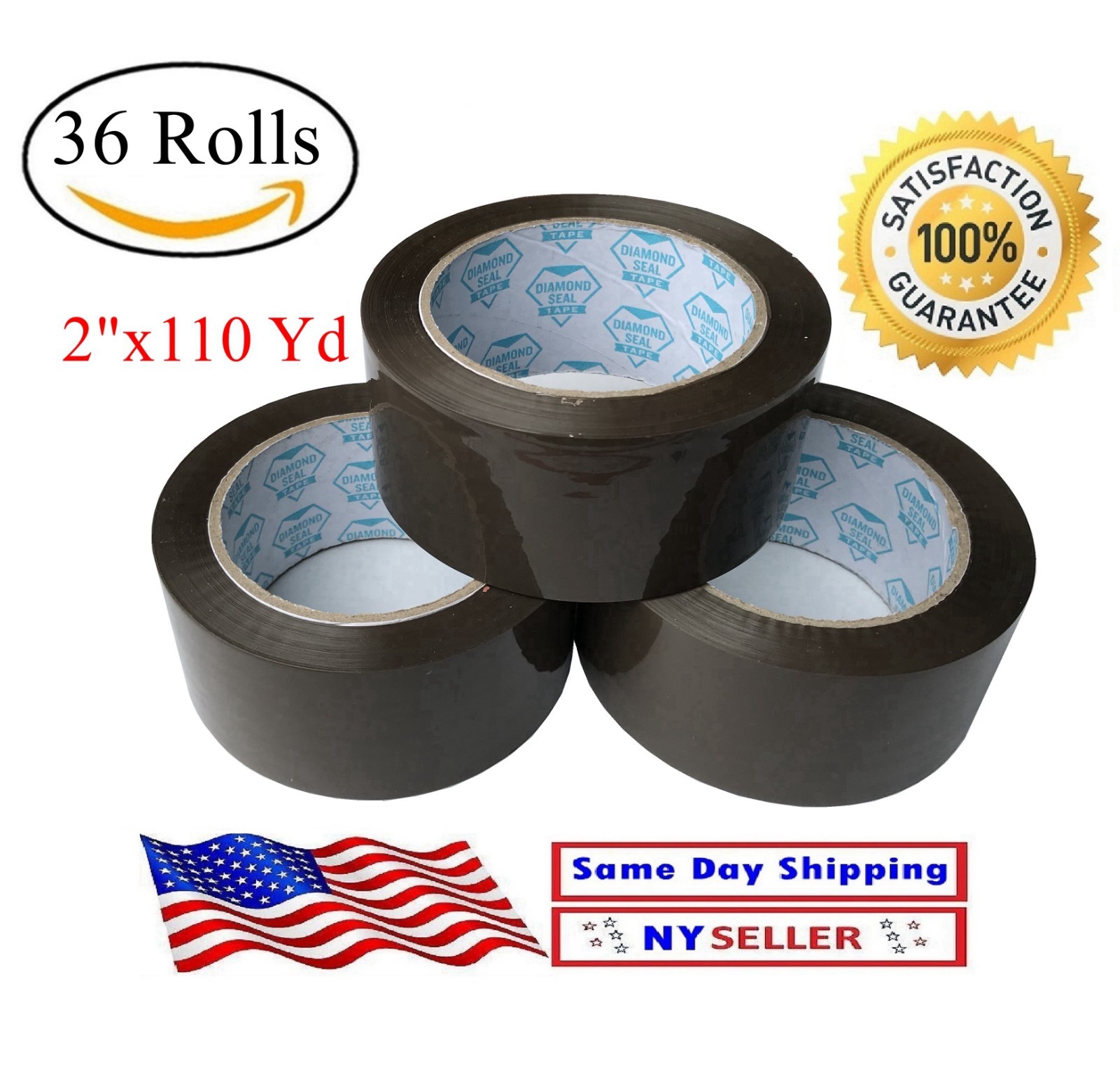 36 Rolls Brown/ Tan Packing Shipping Carton  Sealing Rolls Tape - 2\