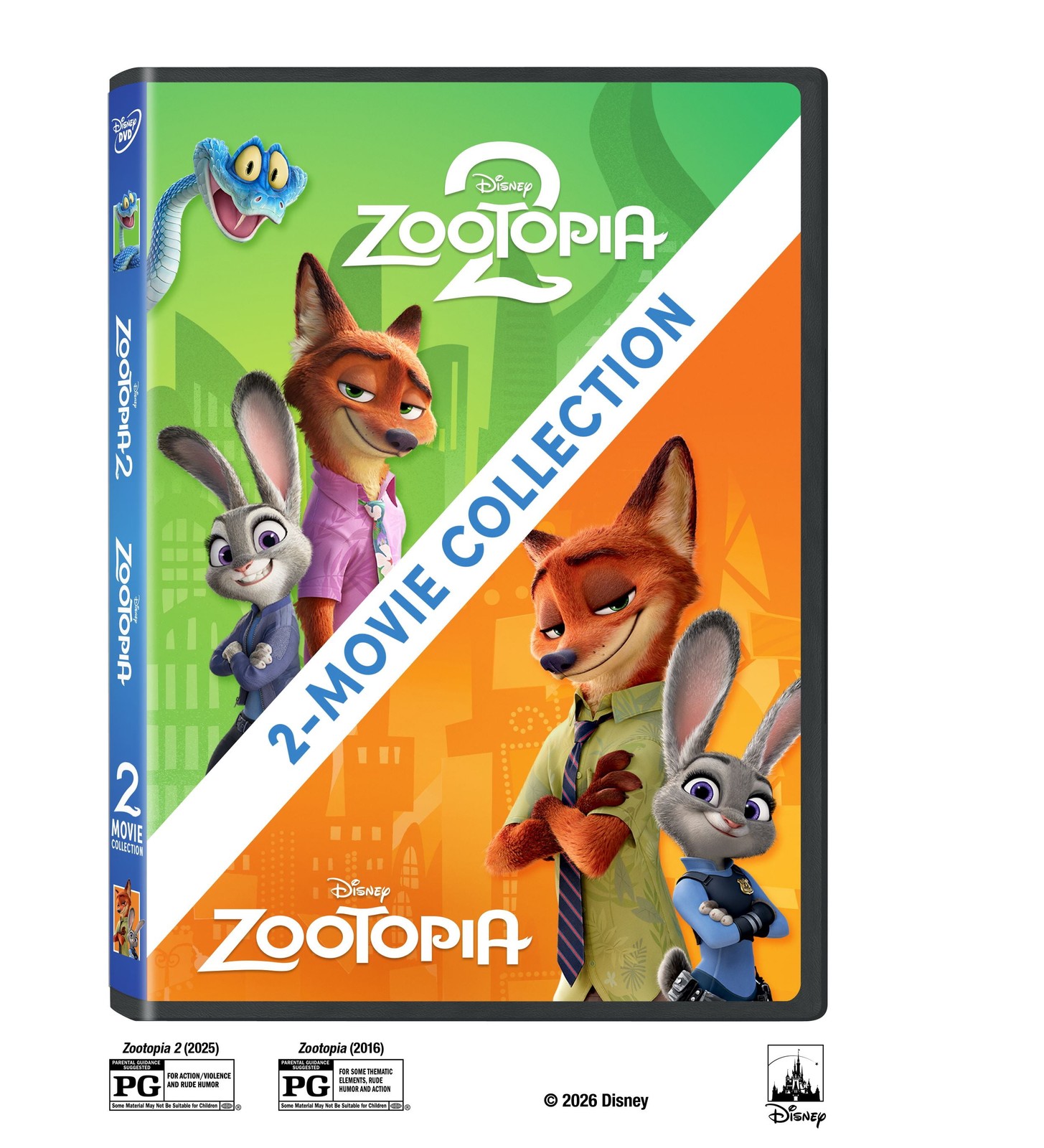 Disney Zootopia 2-Movie Collection DVD, Adventure Animated Comedy, 2-Disc
