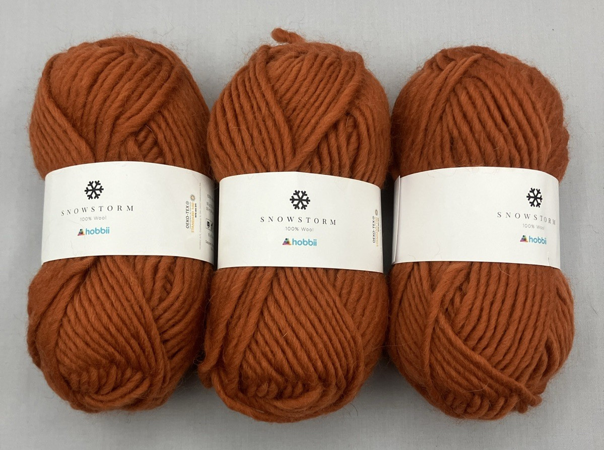(3) SNOWSTORM 100% Virgin Wool Yarn By Hobbii - 3 Skeins- Color #23- Amber