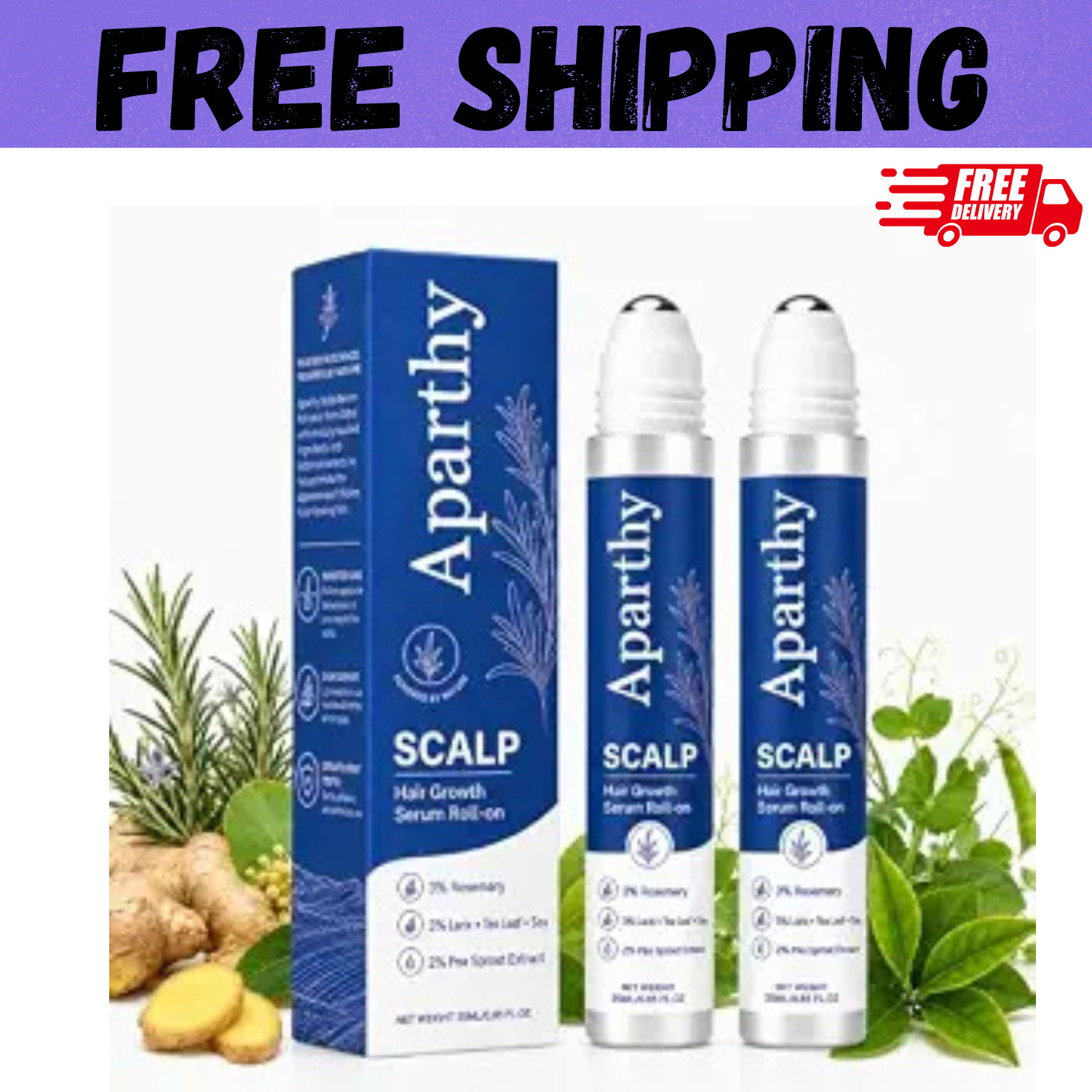 Aparthy Hair Growth serum Roll On, Advanced 0.85 Fl Oz , 2PCS Aparthy Hair Growth serum Roll On, Advanced 0.85 Fl Oz , 2PCS