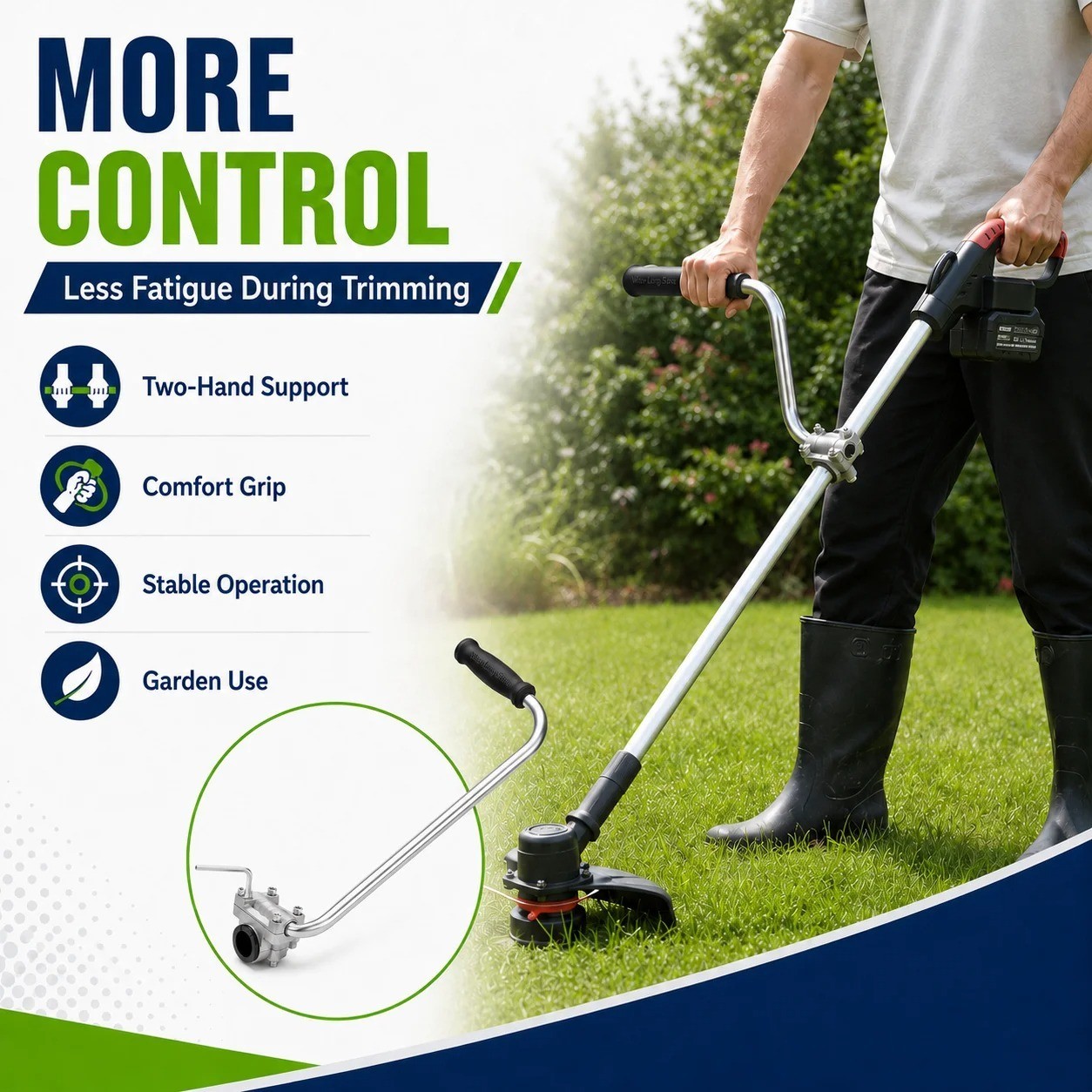 Ergonomic String Trimmer Handle Auxiliary Grip Weed Eater Brush Cutter Tool