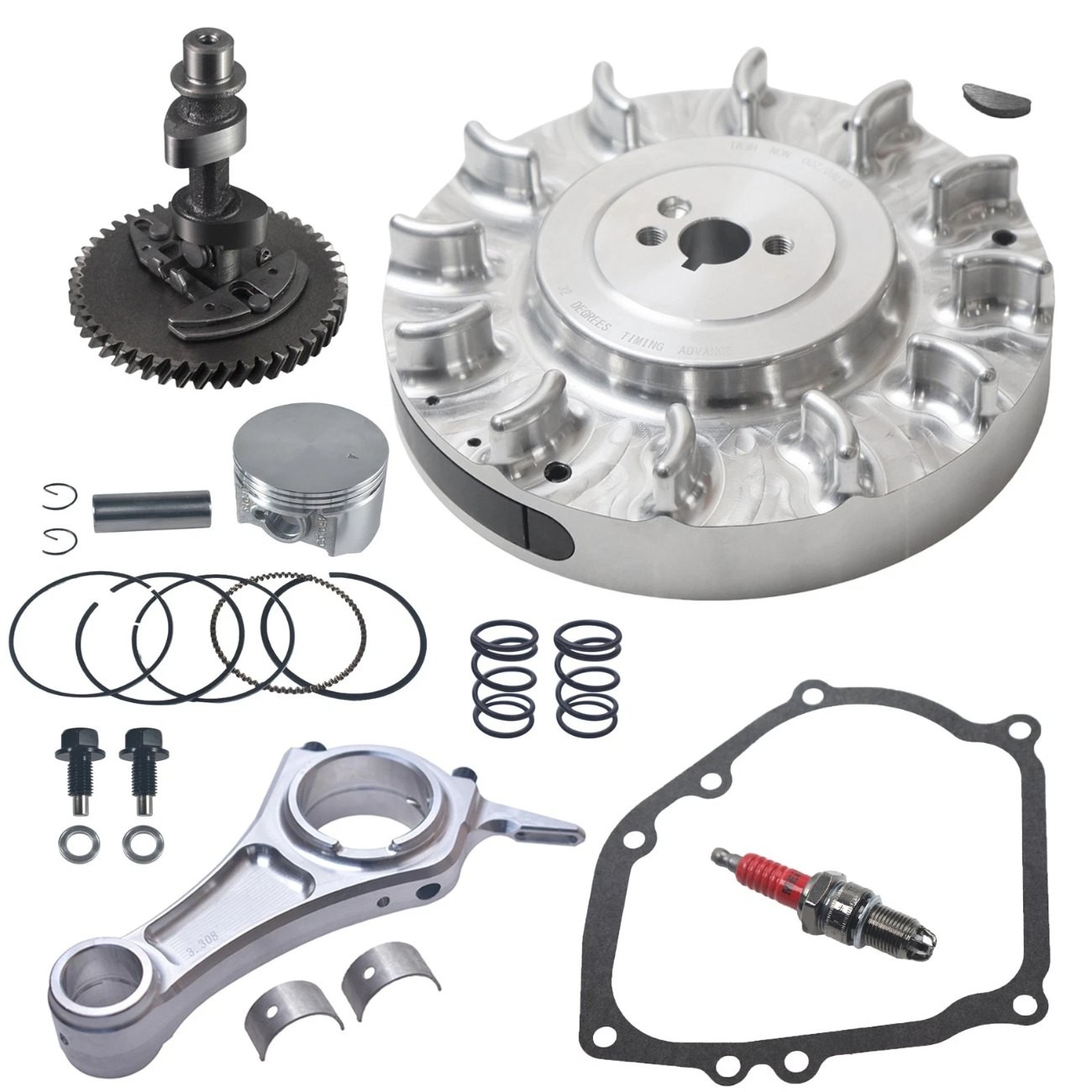 Aluminium Flywheel & Billet Rod Piston Combo FOR 212CC PREDATOR HEMI Spring