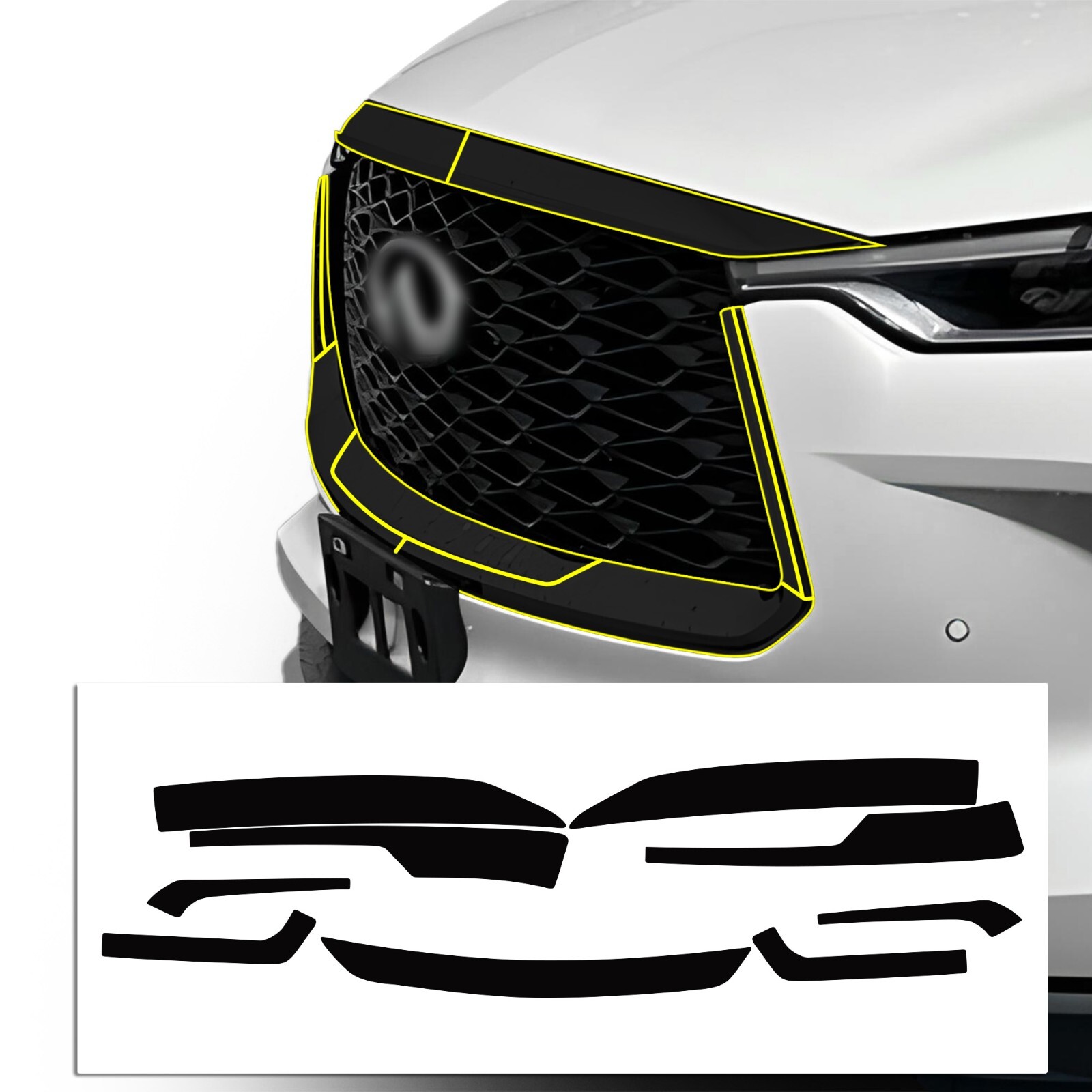 Fits Infiniti QX60 2022-2026 Middle Grille Chrome Delete Decal Blackout Vinyl