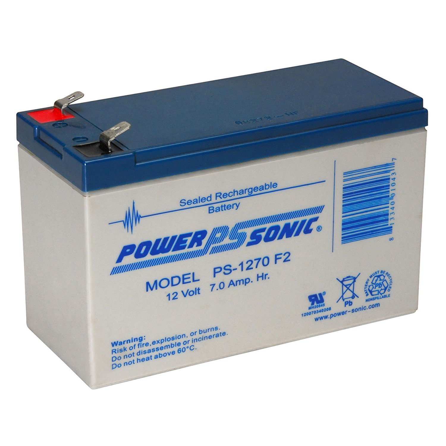 Power-Sonic BATTERY 12V 7AH WIDE TERMINAL APC ES500 RBC2 BE500U BACK-UPS F2