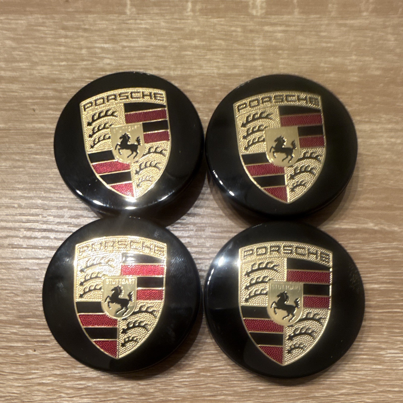 Genuine Porsche Center-Lock Wheel Center Caps – Set of 4 Colored Crest 991381307