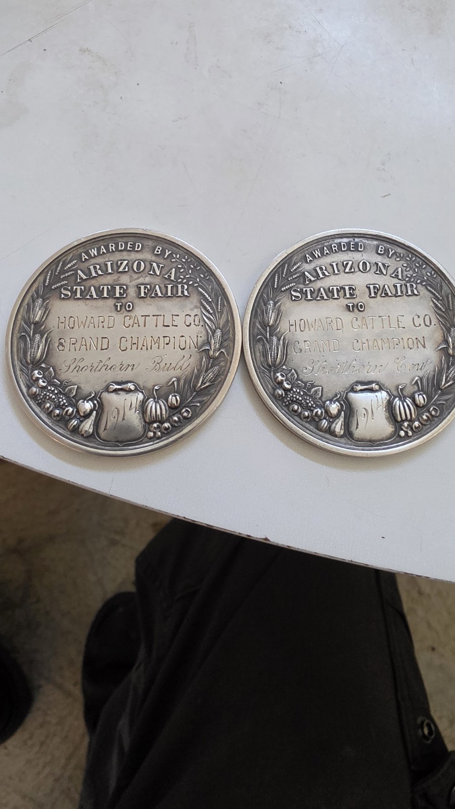 2 Silver 1914 Arizona State Fair Awards For Shorthorn Cow To Howard Cattle Co 2 Silver 1914 Arizona State Fair Awards For Shorthorn Cow To Howard Cattle Co