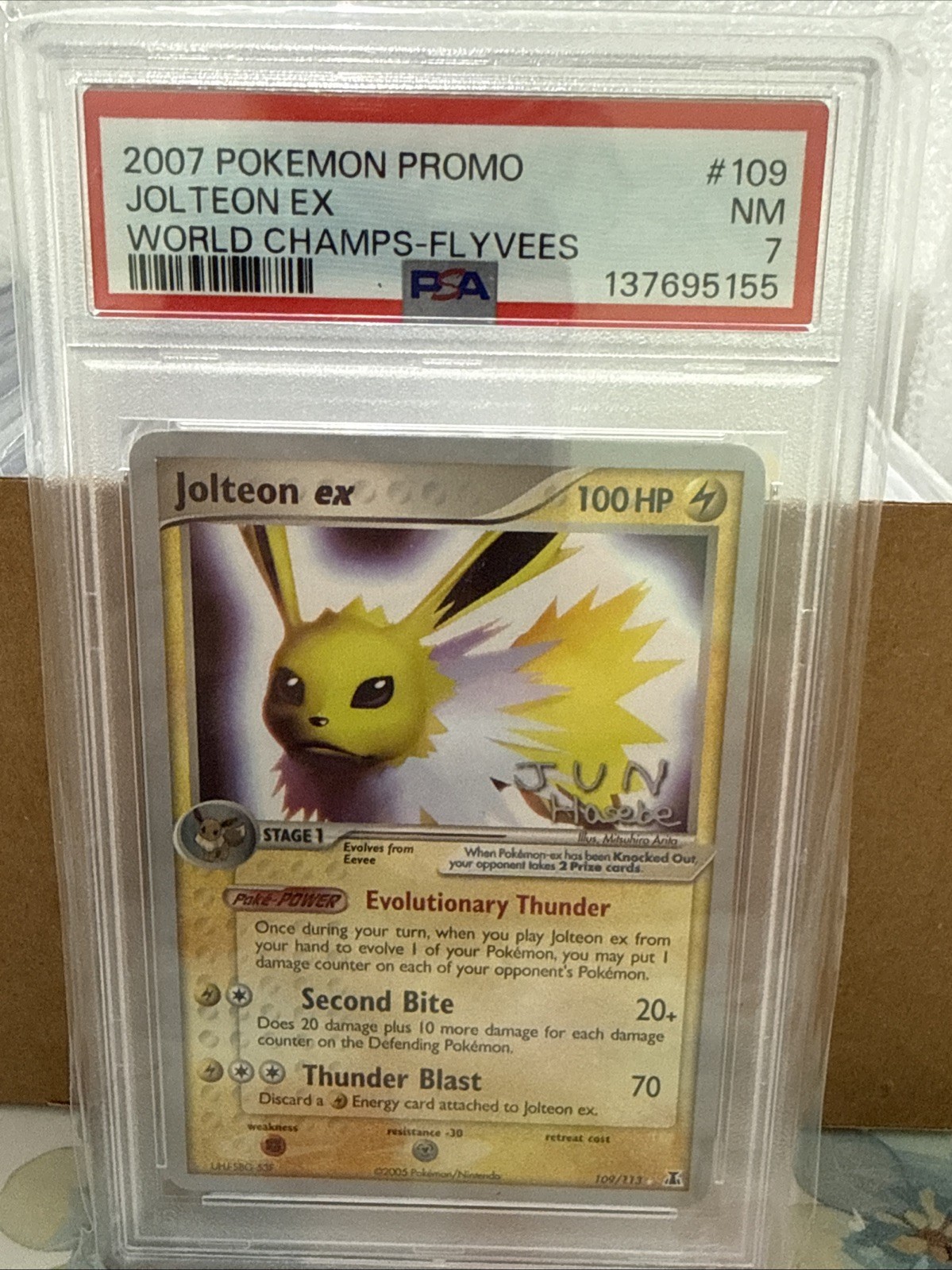 2007 Jolteon Ex Promo World Championship Legend Ascent PSA 7