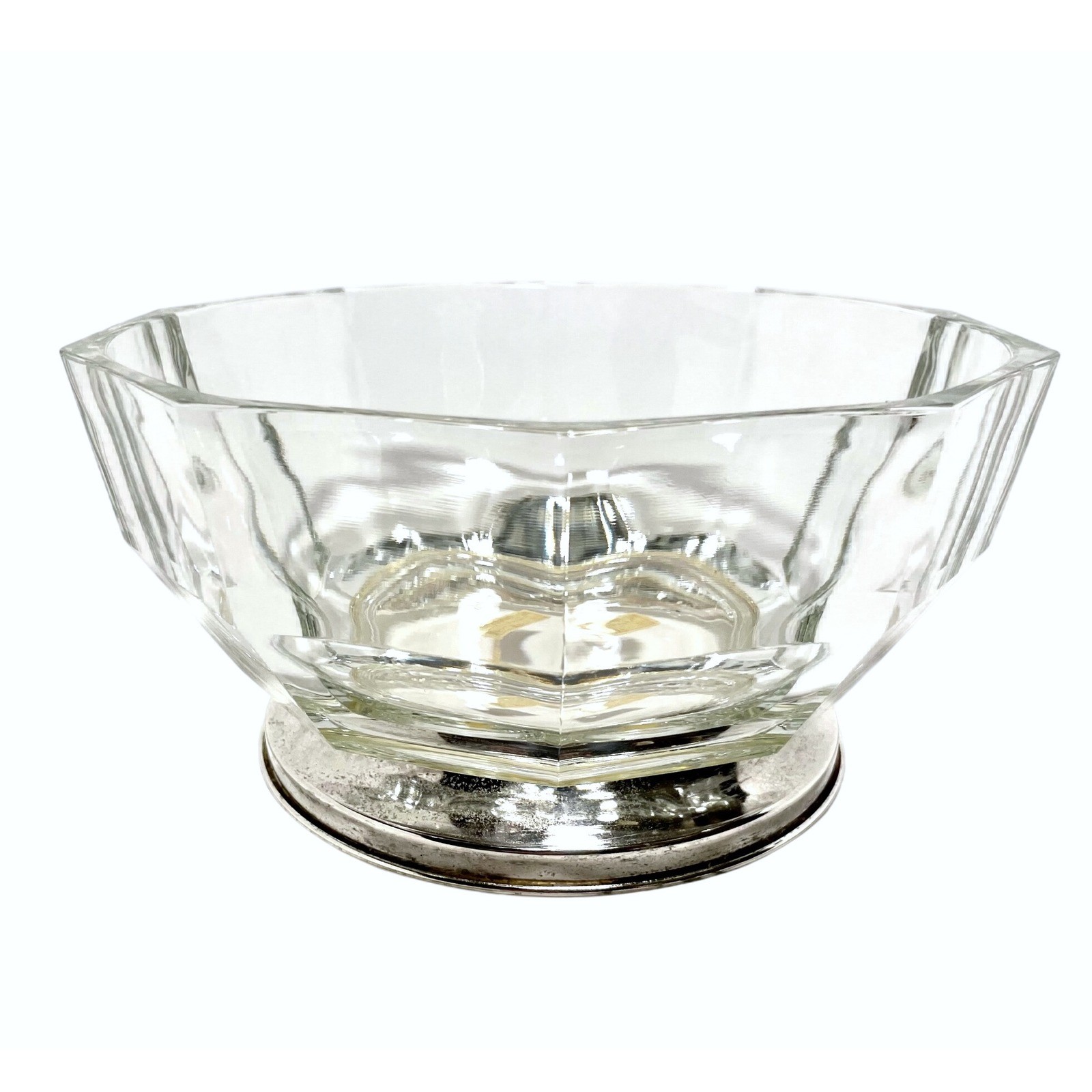 Vintage Italian Fine Crystal & Silverplate Bowl 9\