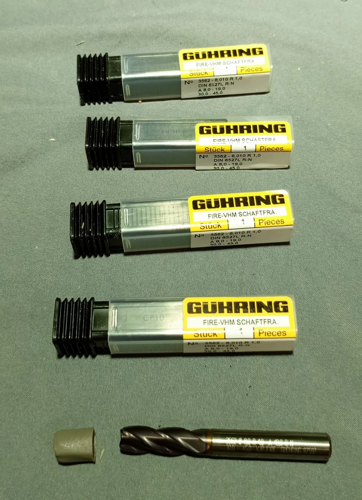 Lot Of 5 Guhring 3562-8,010 R 1,0 Lot Of 5 Guhring 3562-8,010 R 1,0