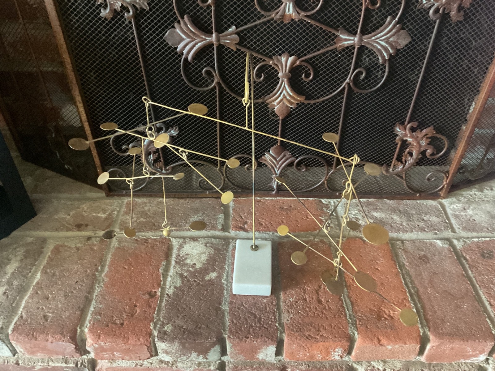 Cool MCM Vintage Metal & Marble Kinetic Sculpture Table Top Mobile 15\