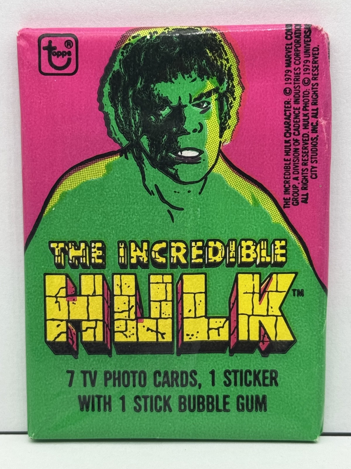 1979 Topps INCREDIBLE HULK Unopened Wax Pack 1 pack from Box TV Ring Pop Var 1979 Topps INCREDIBLE HULK Unopened Wax Pack 1 pack from Box TV Ring Pop Var