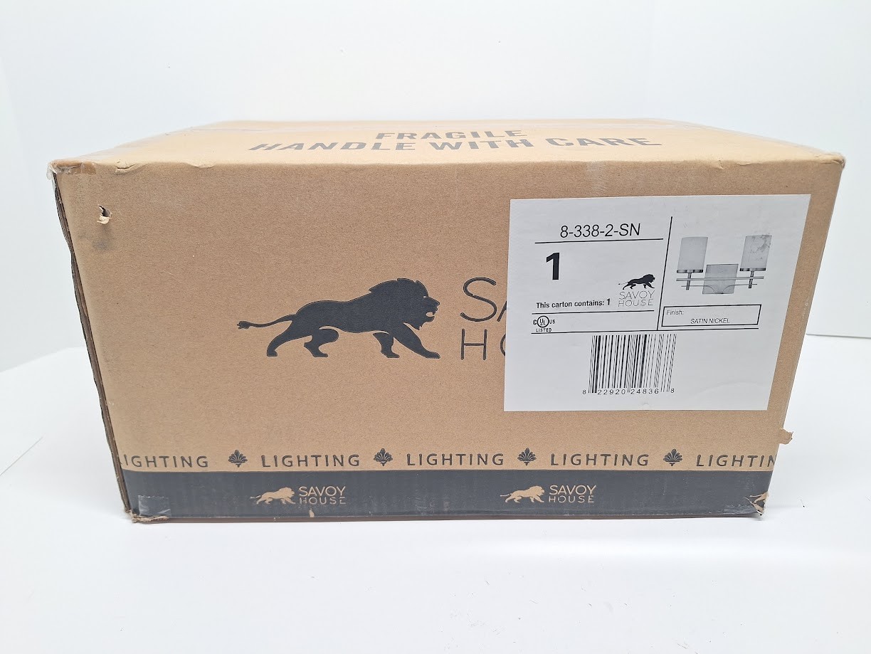 Savoy House Colton 2-Light Bathroom Vanity Light, Satin Nickel - 8-338-2-SN