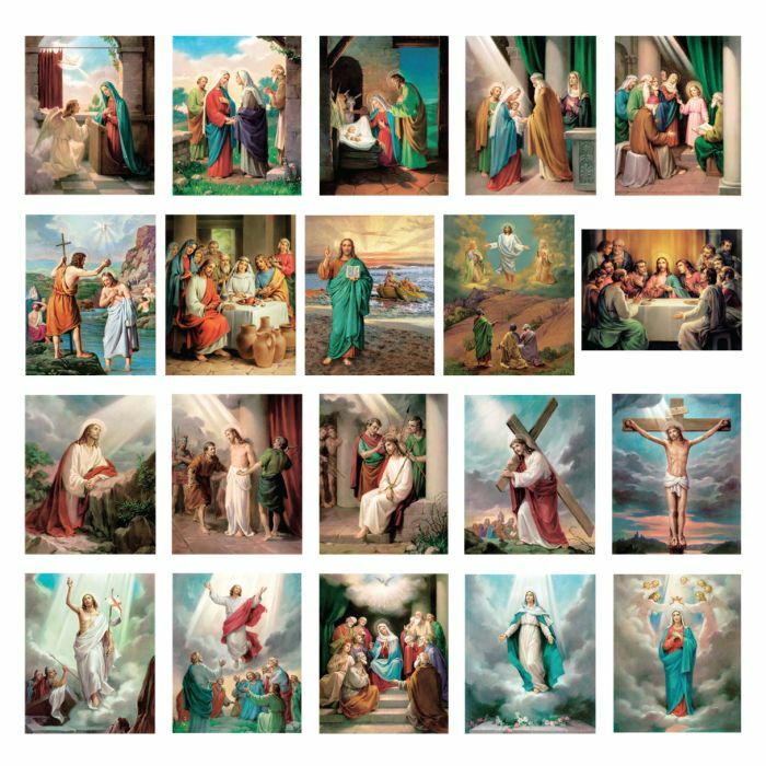 20 Mysteries of the Rosary 4x6 Inch, 20 Individiual Lithograph Pictures Included 20 Mysteries of the Rosary 4x6 Inch, 20 Individiual Lithograph Pictures Included