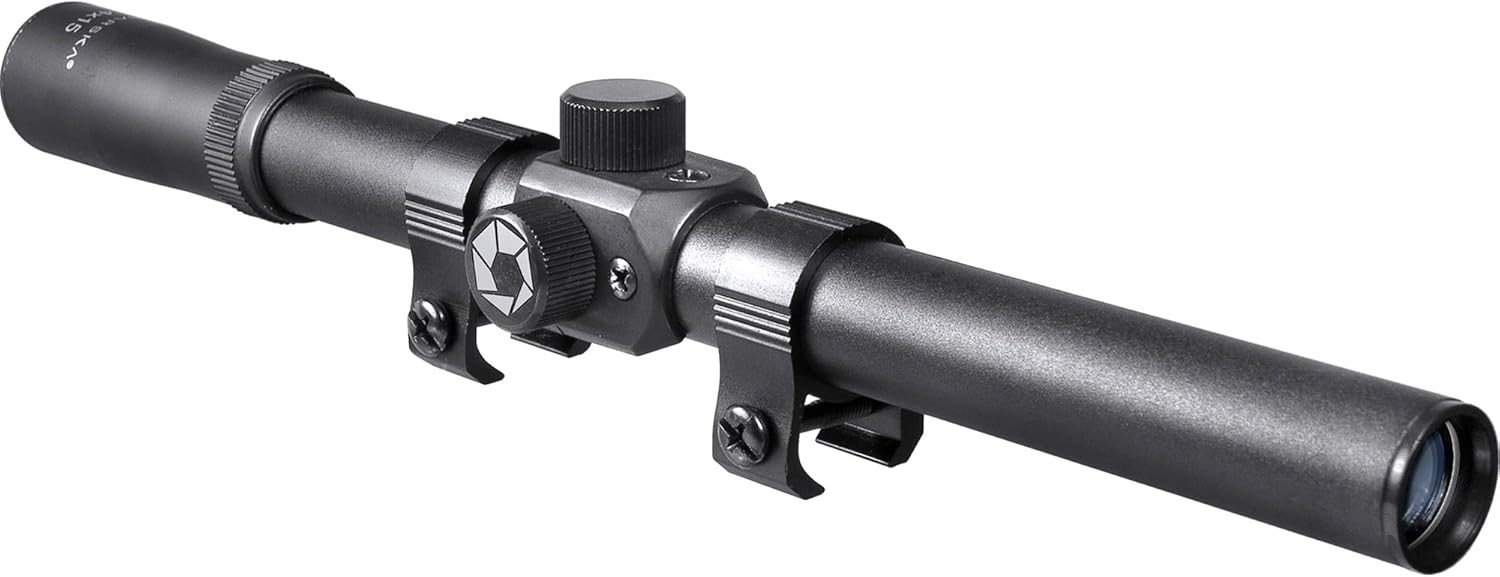 Barska 4X Rimfire Rifle Scope – 30/30 Reticle, Parallax Free at 4x15mm, Black 