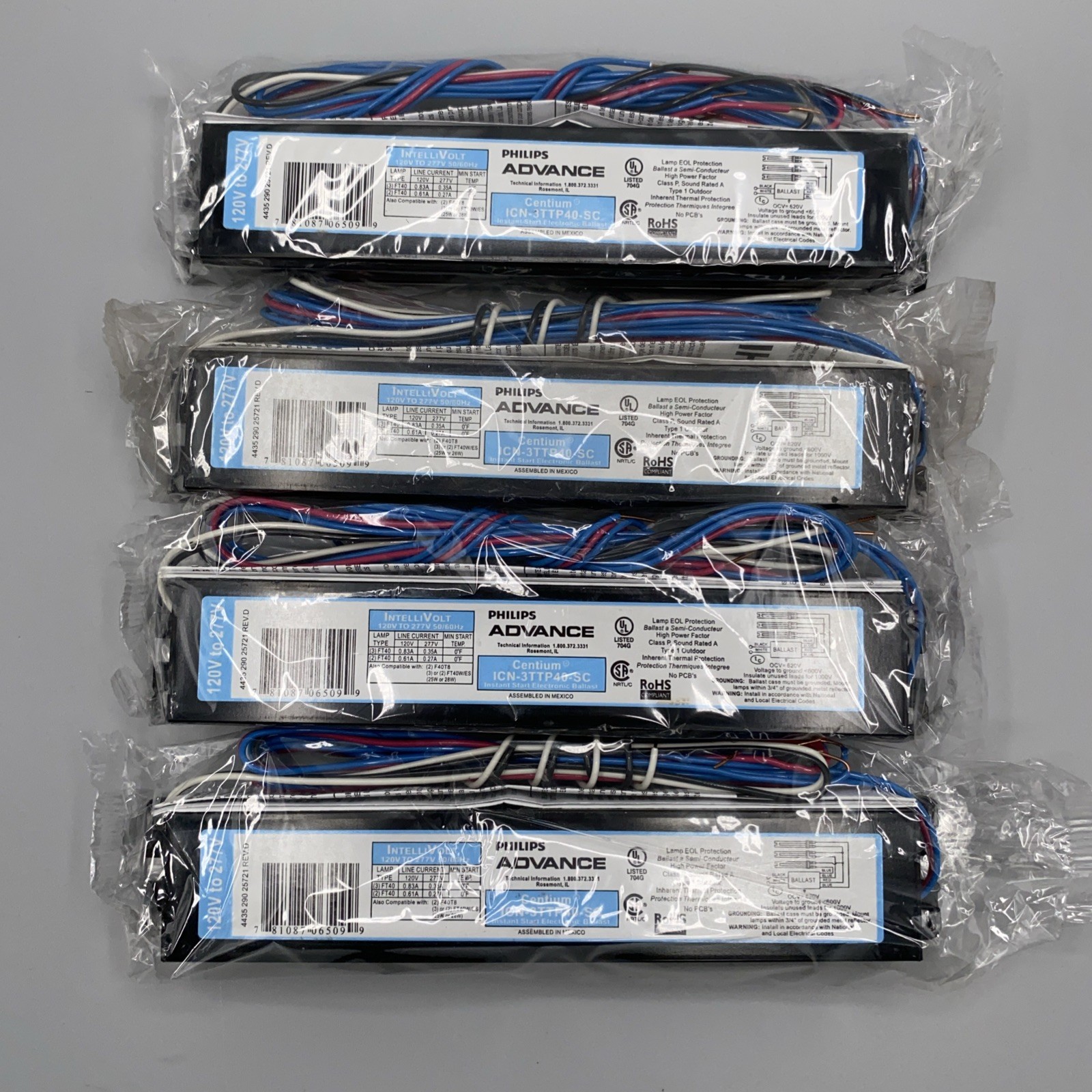 Lot of 4 Philips Advance ICN-3TTP40-SC Centium CFL Ballasts 120-277V Lot of 4 Philips Advance ICN-3TTP40-SC Centium CFL Ballasts 120-277V