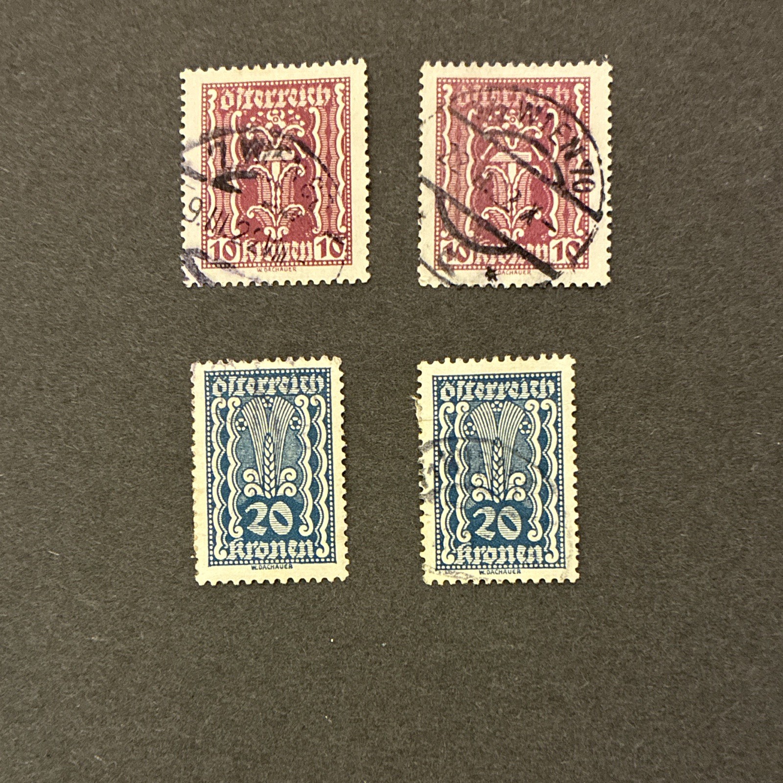 Austria Coat of Arms Postage Stamps Lot of 28 Used Handstamped (1922-24)