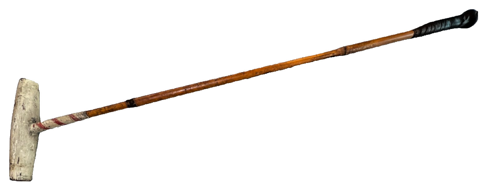 Antique Bamboo Polo Mallet 48” Early 1900s Leather Grip Equestrian Horse Sport