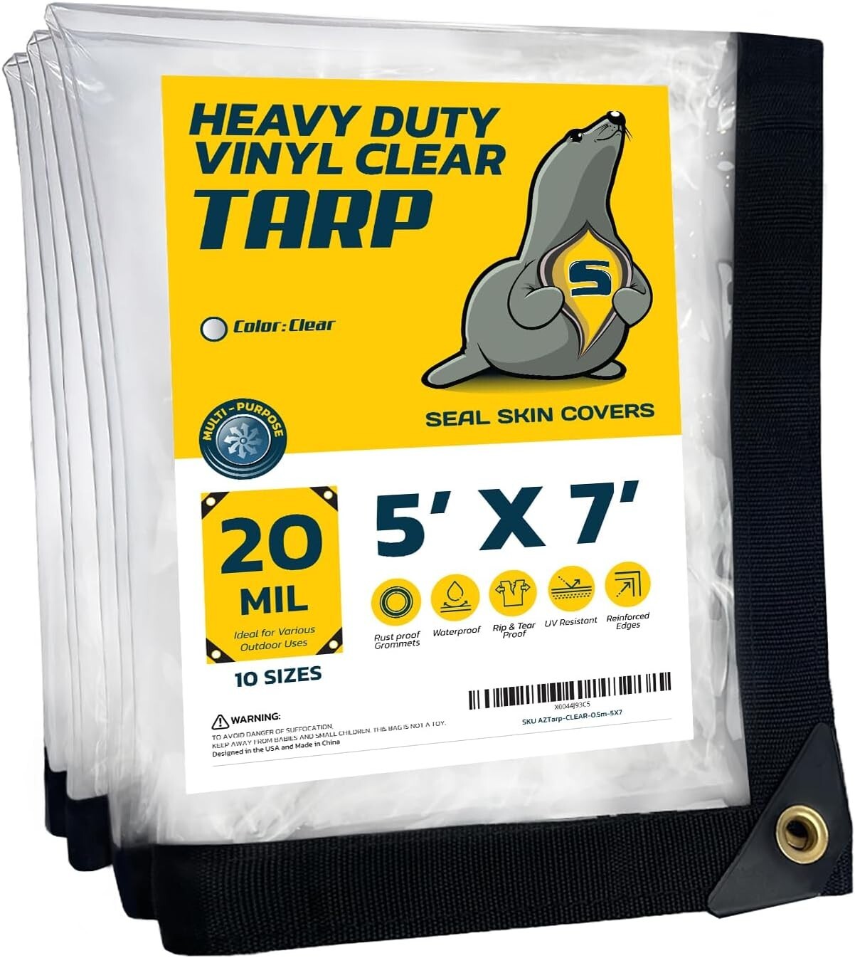 Seal Skin Clear Tarps 20 mil Heavy Duty Waterproof Transparent Vinyl Tarpaulin