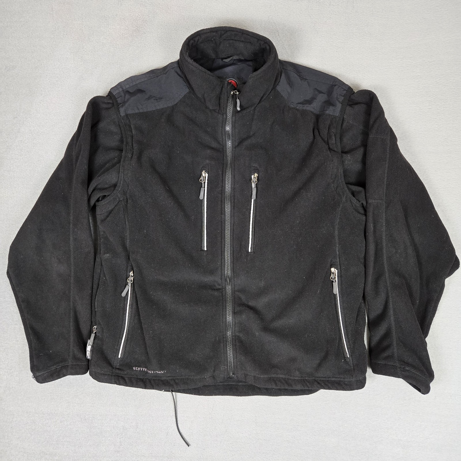 SCOTTeVEST Revolution TEC Fleece 2-in-1 Convertible Jacket Mens Large Black Vest