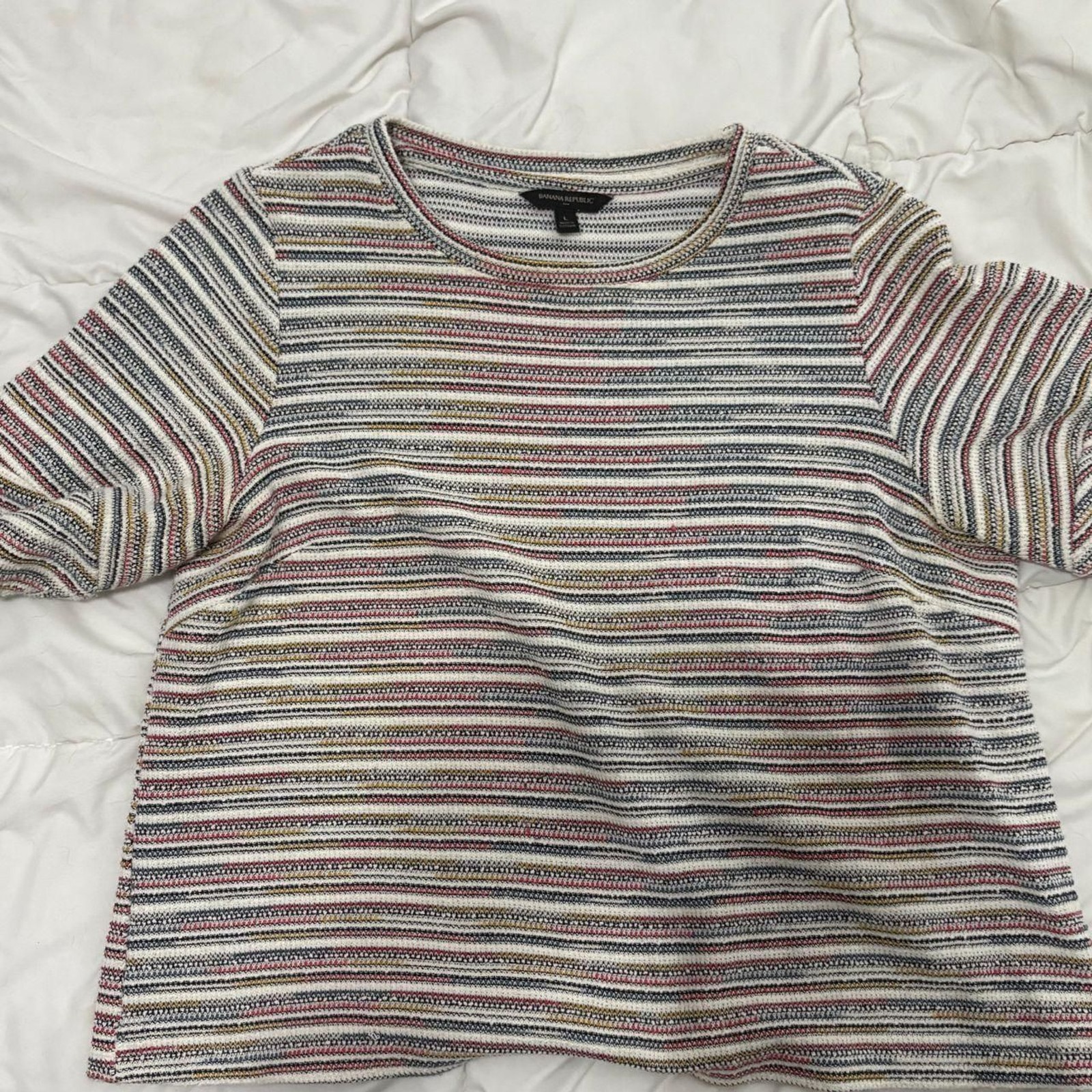 Banana Republic Multicolor Striped Knit Sweater Top L Banana Republic Multicolor Striped Knit Sweater Top L