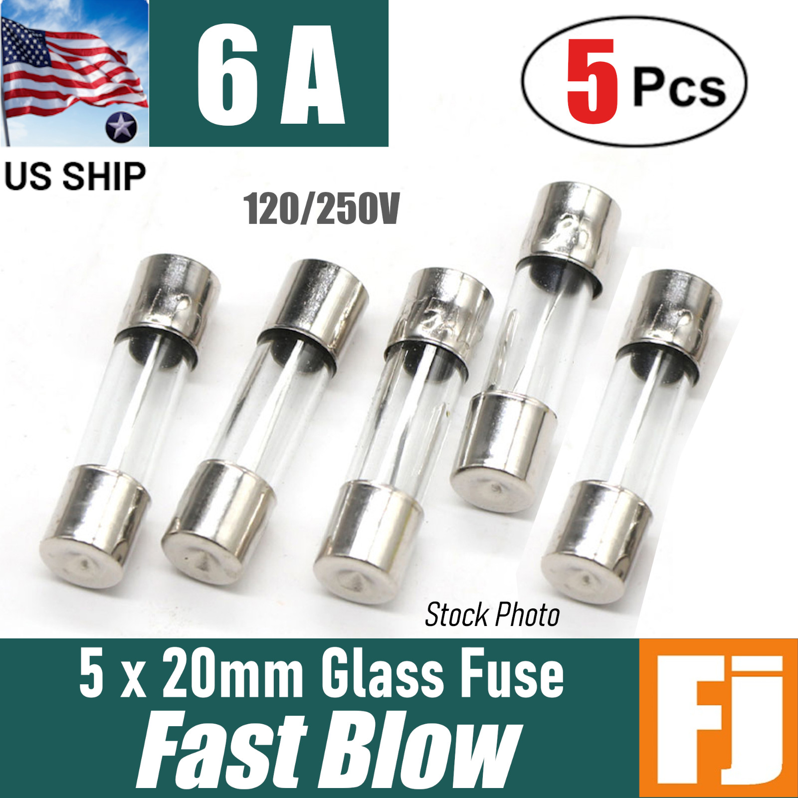 5x Fast-Blow Fuse 6A 250V Glass Fuses 5 x 20 mm (6 amp) | US Ship