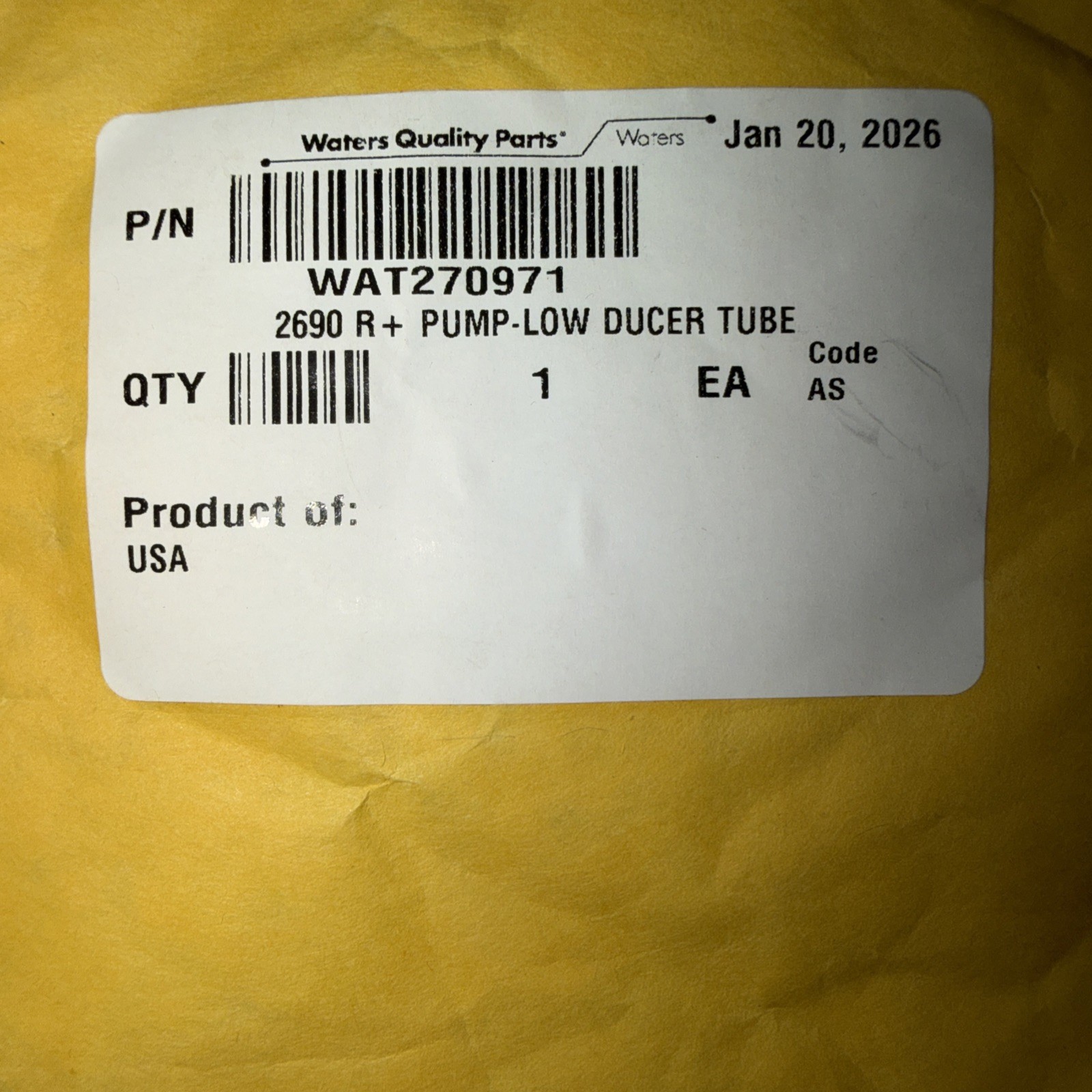 Waters Quality Parts WAT270971 R Pump-low Ducer Tube 2690