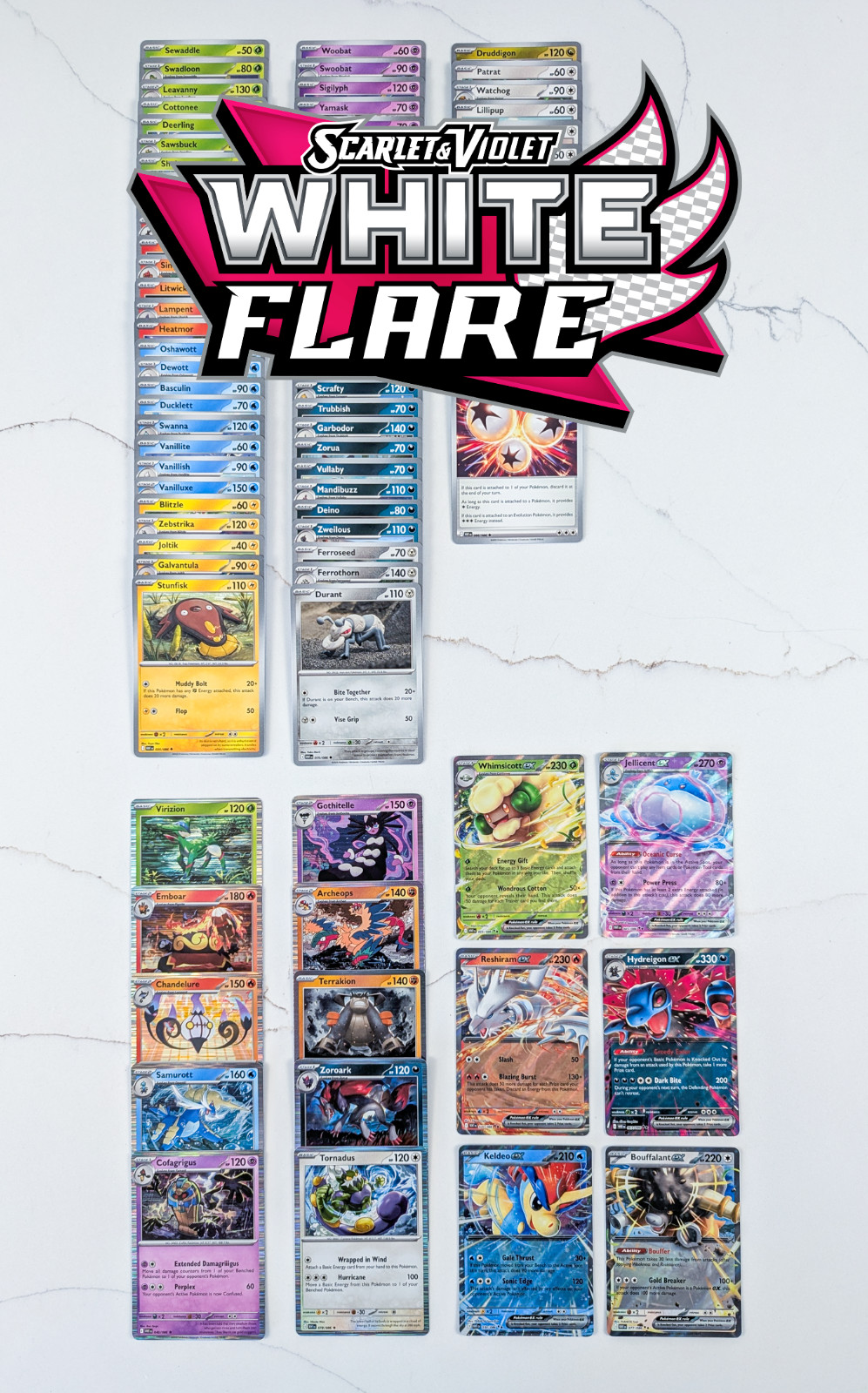 Pokemon White Flare - Complete Base Set - C/U/R/EX (86 Cards)