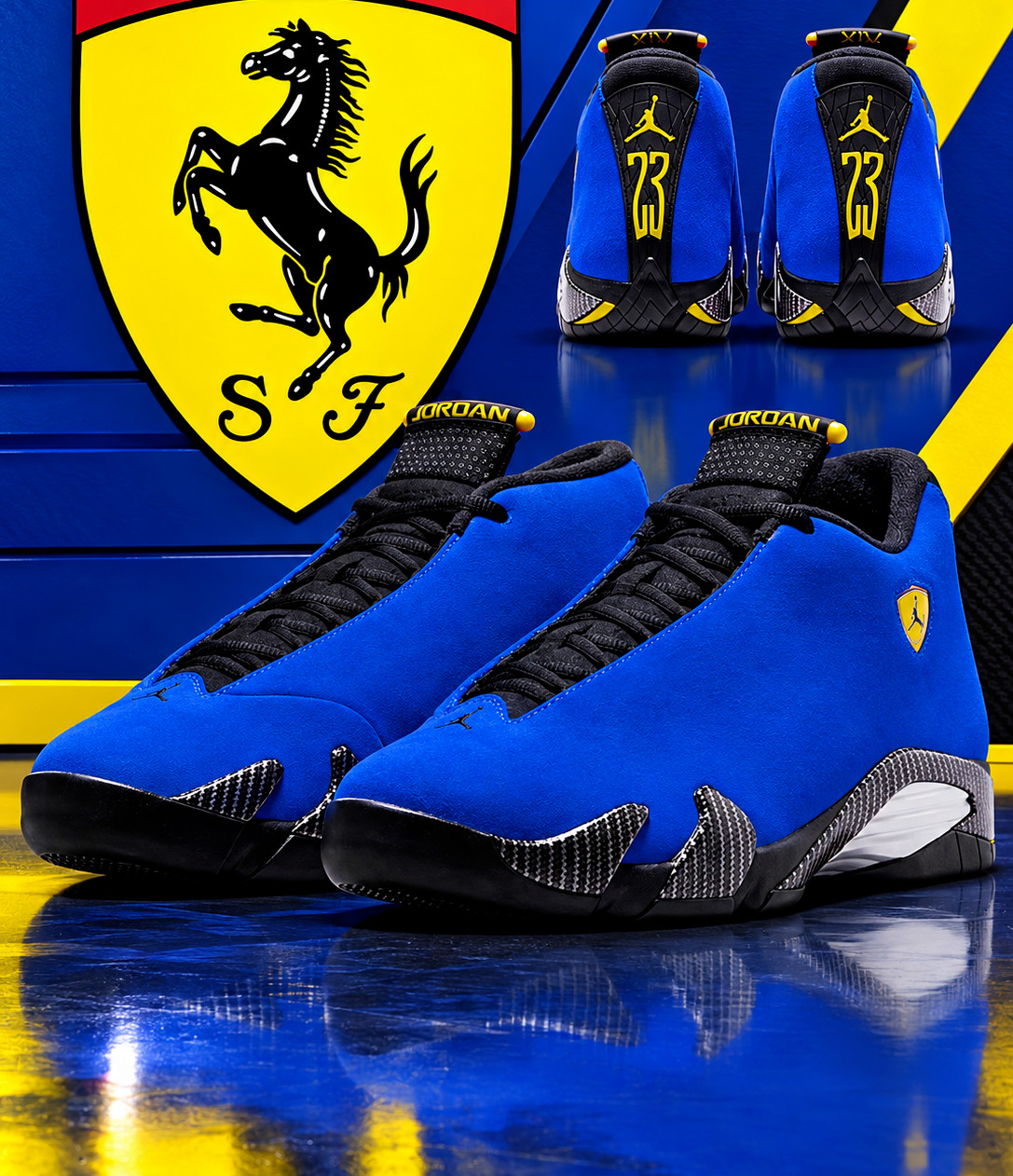 Jordan 14 Retro Blue Ferrari Men's Size US 7-12