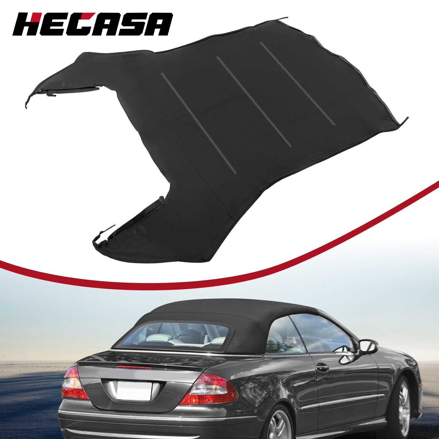 For Mercedes-Benz CLK320 CLK350 2004-2009 Convertible Soft Top Replacement Black