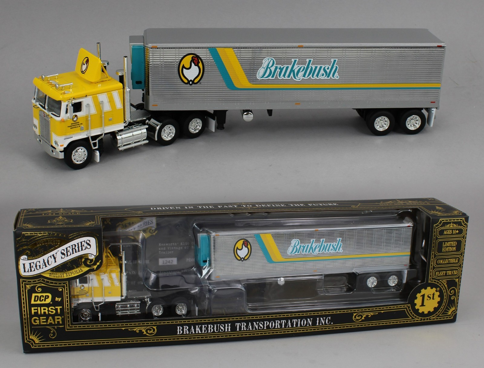 DCP 1:64 *LEGACY SERIES #6* BRAKEBUSH TRANSPORTATION Kenworth K100 COE w/Reefer DCP 1:64 *LEGACY SERIES #6* BRAKEBUSH TRANSPORTATION Kenworth K100 COE w/Reefer