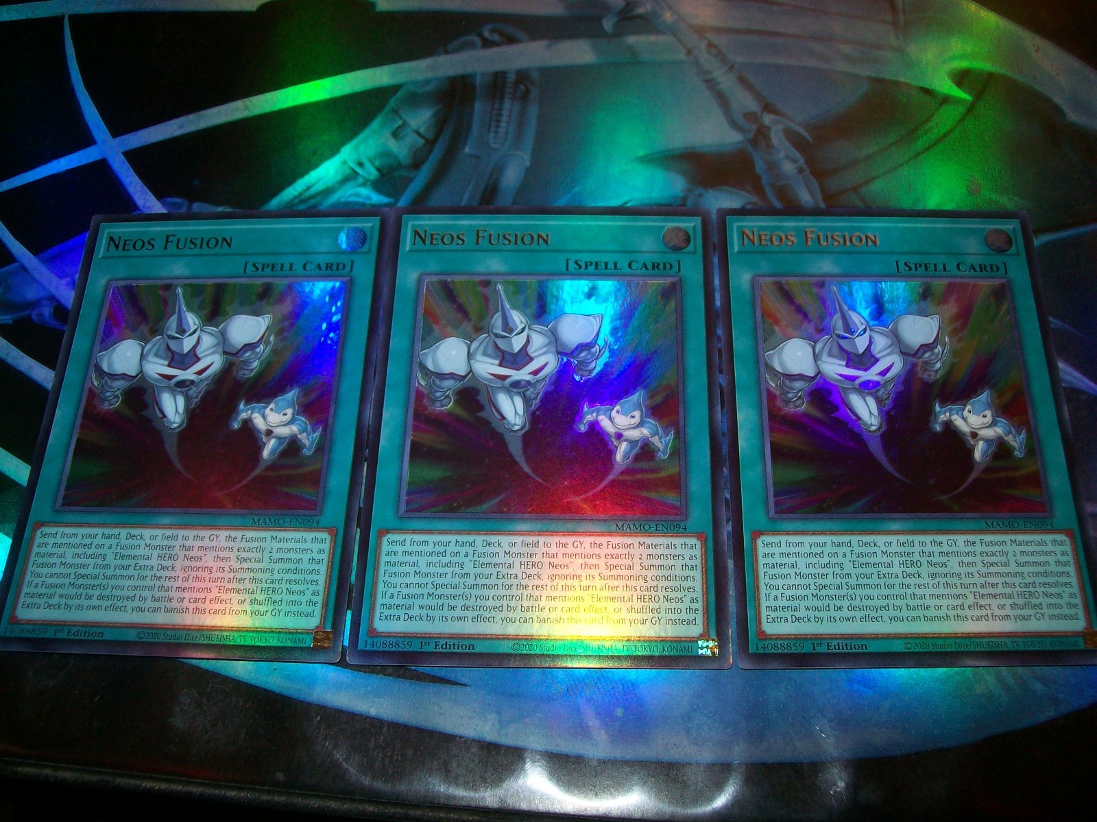 3x Neos Fusion 1st Edition Ultra Rare MAMO-EN094 Yu-Gi-Oh 3x Neos Fusion 1st Edition Ultra Rare MAMO-EN094 Yu-Gi-Oh