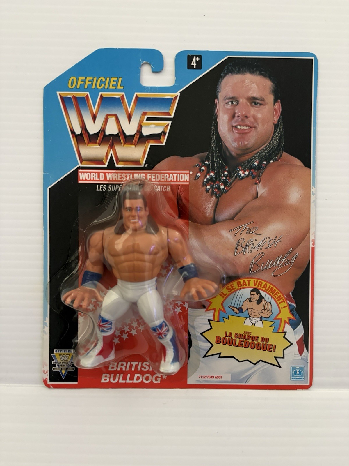 British Bulldog WWF Wrestling FRENCH 1991 Hasbro Vintage Figure NEW