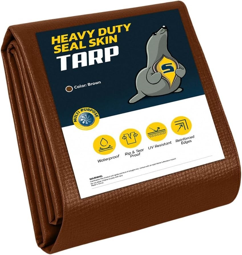 Seal Skin Heavy Duty Waterproof PolyTarp, 16 mil Tarpaulin Cover w/ Grommets Seal Skin Heavy Duty Waterproof PolyTarp, 16 mil Tarpaulin Cover w/ Grommets